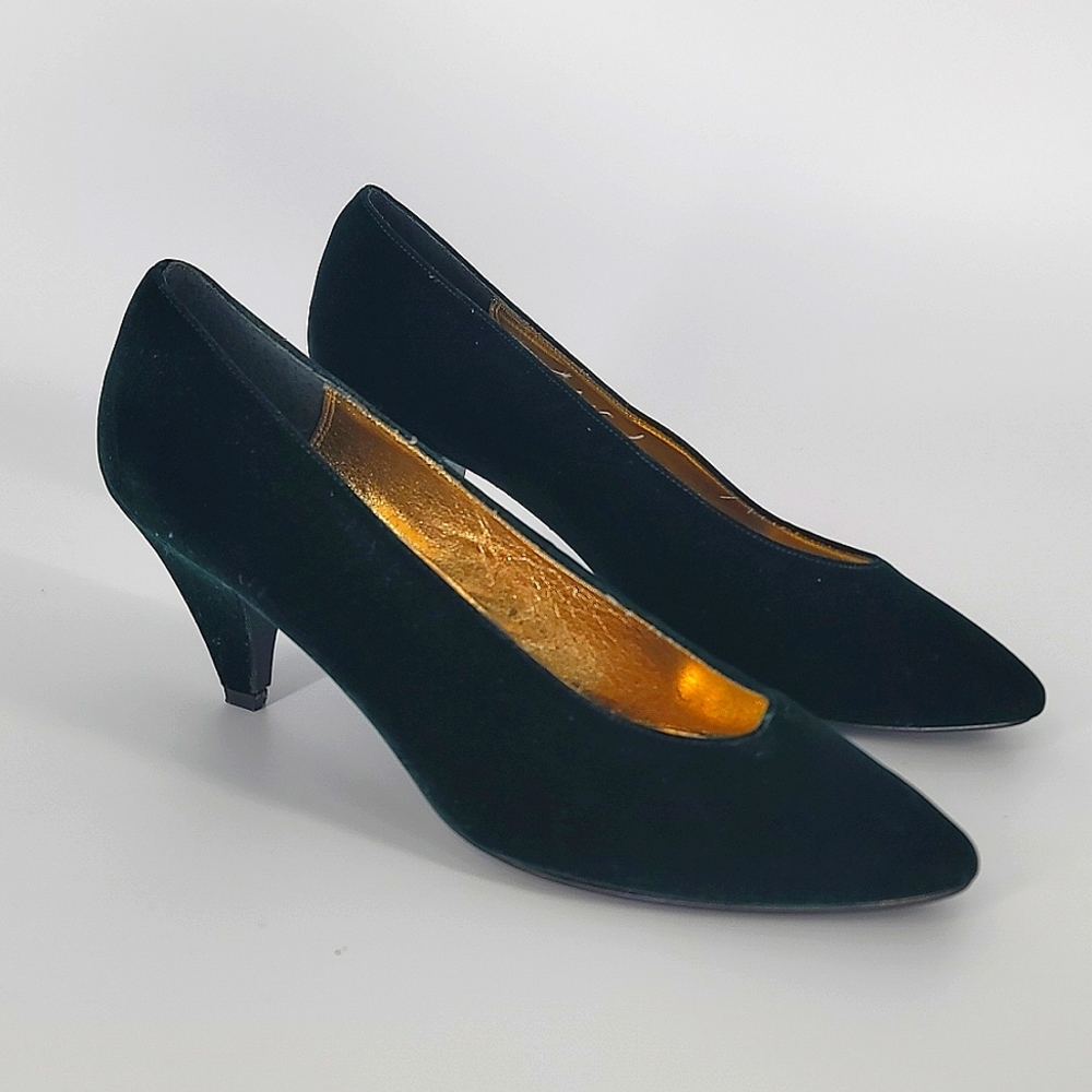 Nina Emerald Green Velvet Heels #28